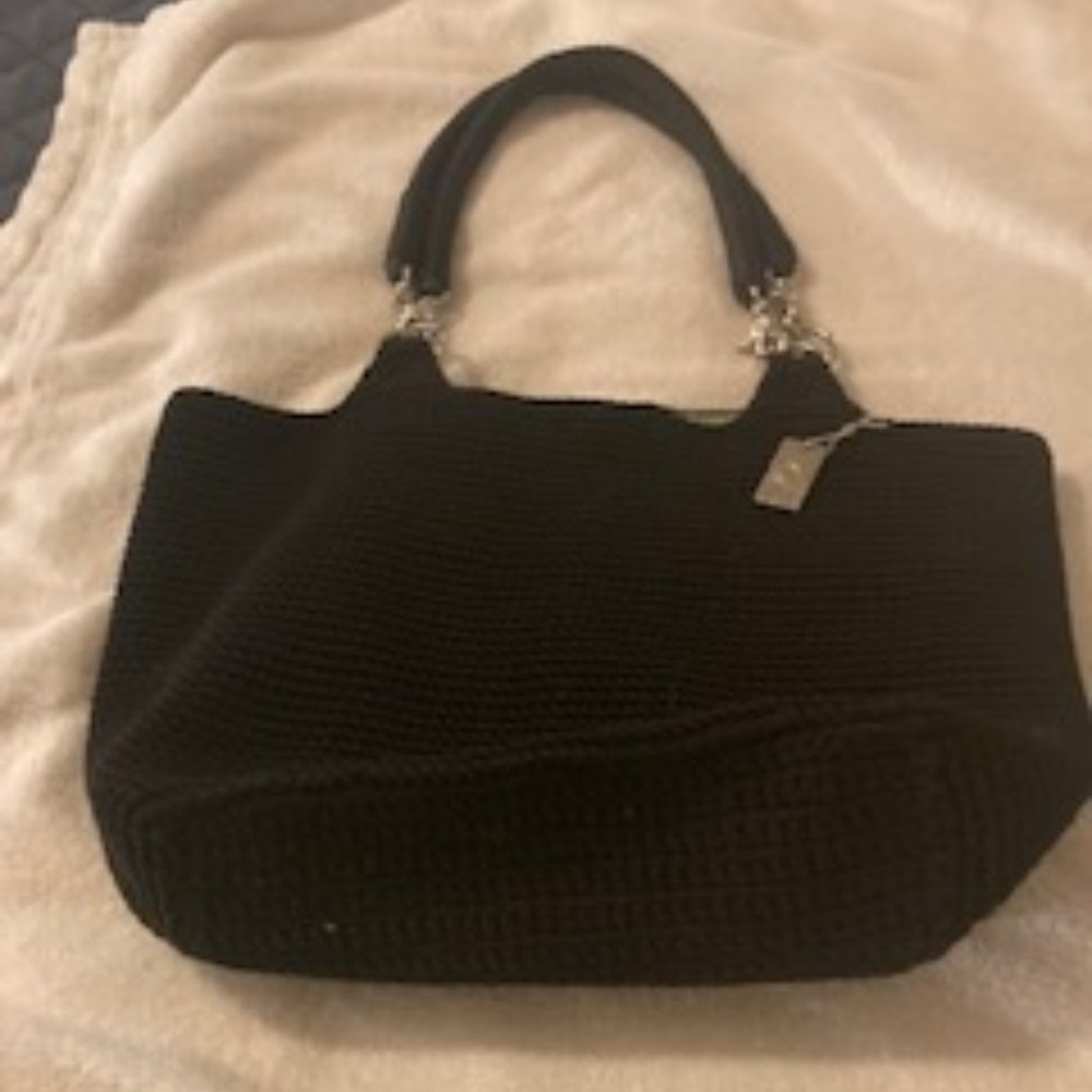 Lina black crochet purse